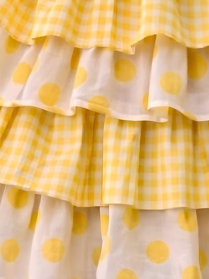 Citrus Crush Girls Yellow Cotton Top and Skirt