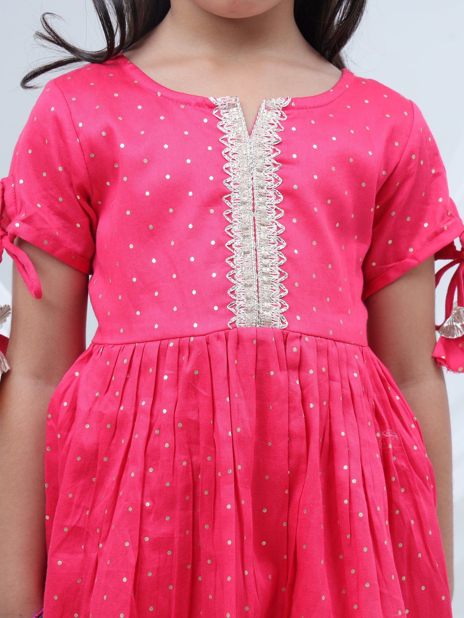 Girls polka printed kurta with dhoti set