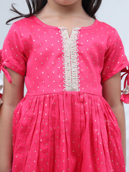 Girls polka printed kurta with dhoti set