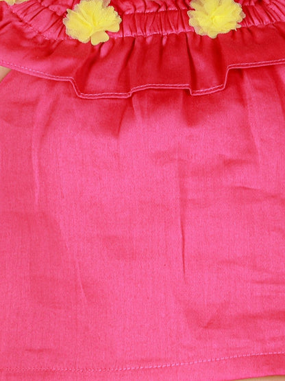 Petal Play Girls Pink Cotton Top with Shorts Set