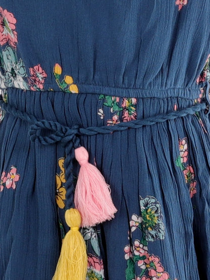 Petal Play Girls Blue Cotton Dress