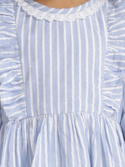 Petal Play Girls Blue Cotton Dress