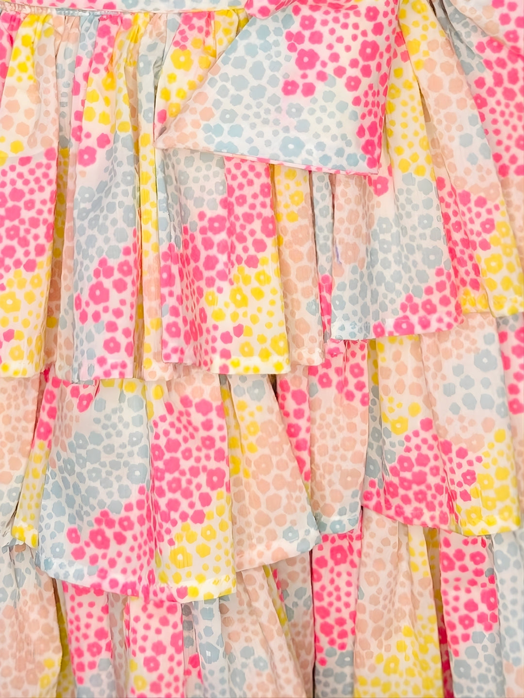 Citrus Crush Girls White Cotton Top and Multi Skirt