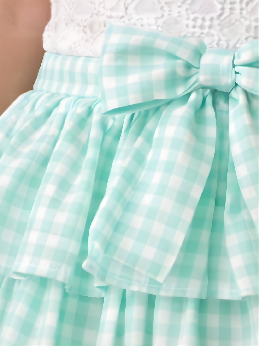 Citrus Crush Girls White Cotton Top and Green Skirt