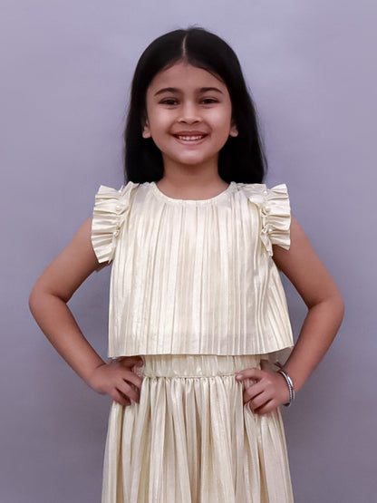 Glam Up Girls Party Golden Frill Sleeves Top