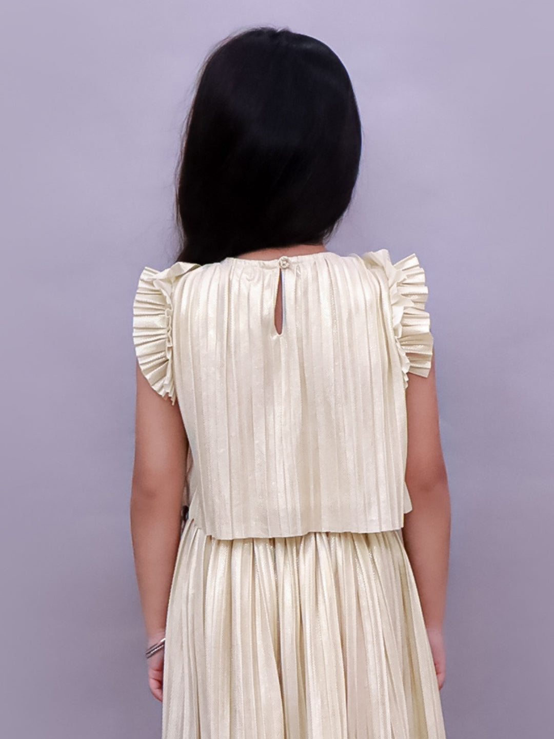 Glam Up Girls Party Golden Frill Sleeves Top