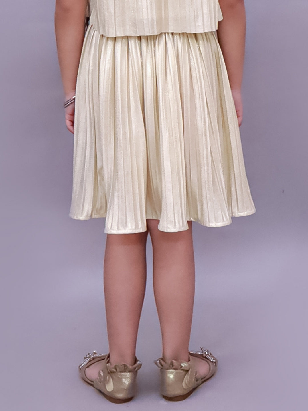 Glam Up Girls Party Pleated Golden Skirt