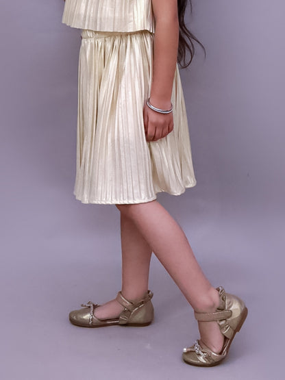 Glam Up Girls Party Pleated Golden Skirt