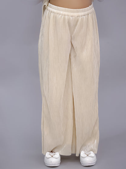 Glam Up Girls Beige Party Top and Pant Set