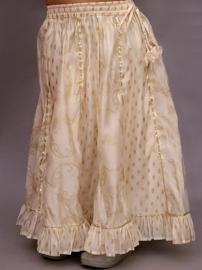 Mishti Off White Lehanga Choli Dupatta Set For Girls
