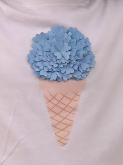 Paris Night White T-shirt with Blue Skirt Set For Girls