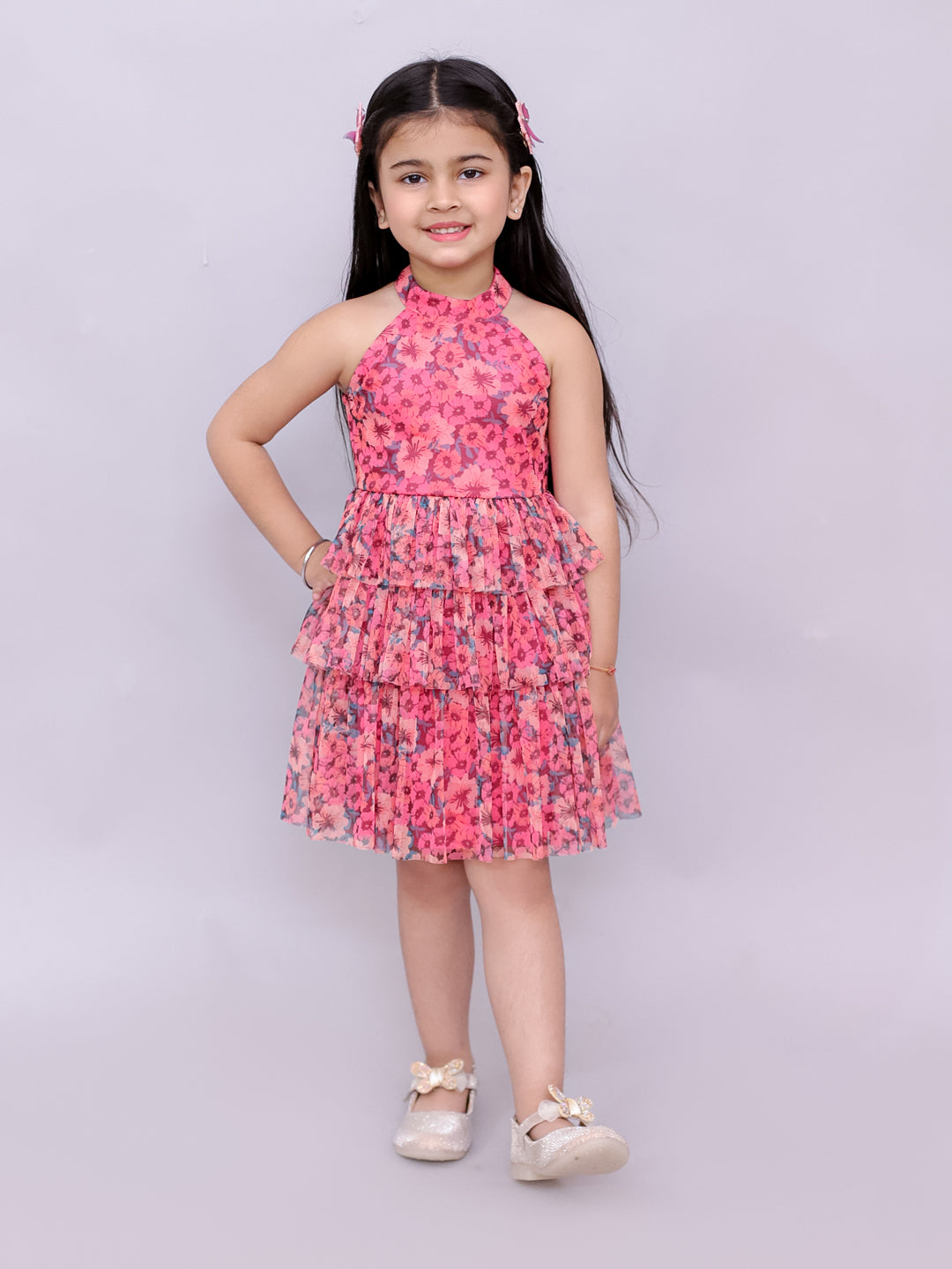 Razzle Dazzle Girls Pink Georgette Party Dress