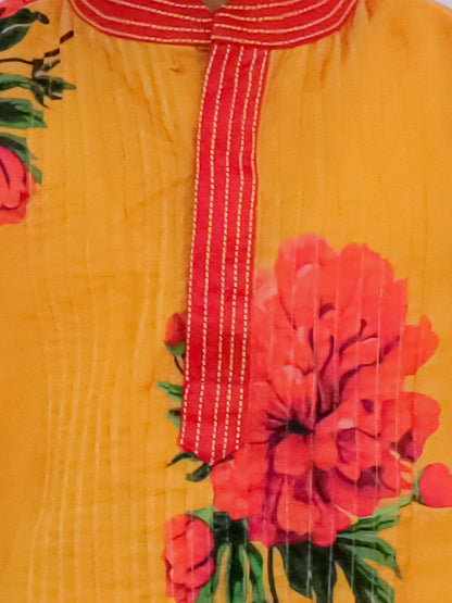 Genda Phool Mustard Kurta and White Dhoti Set for Boys