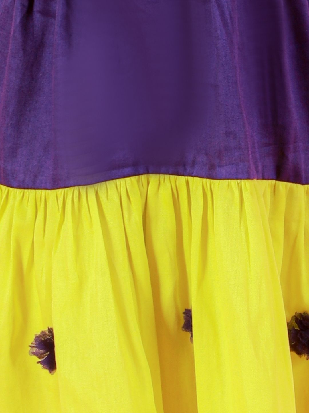 Petal Play Girls Cotton Purple and Yellow Dress