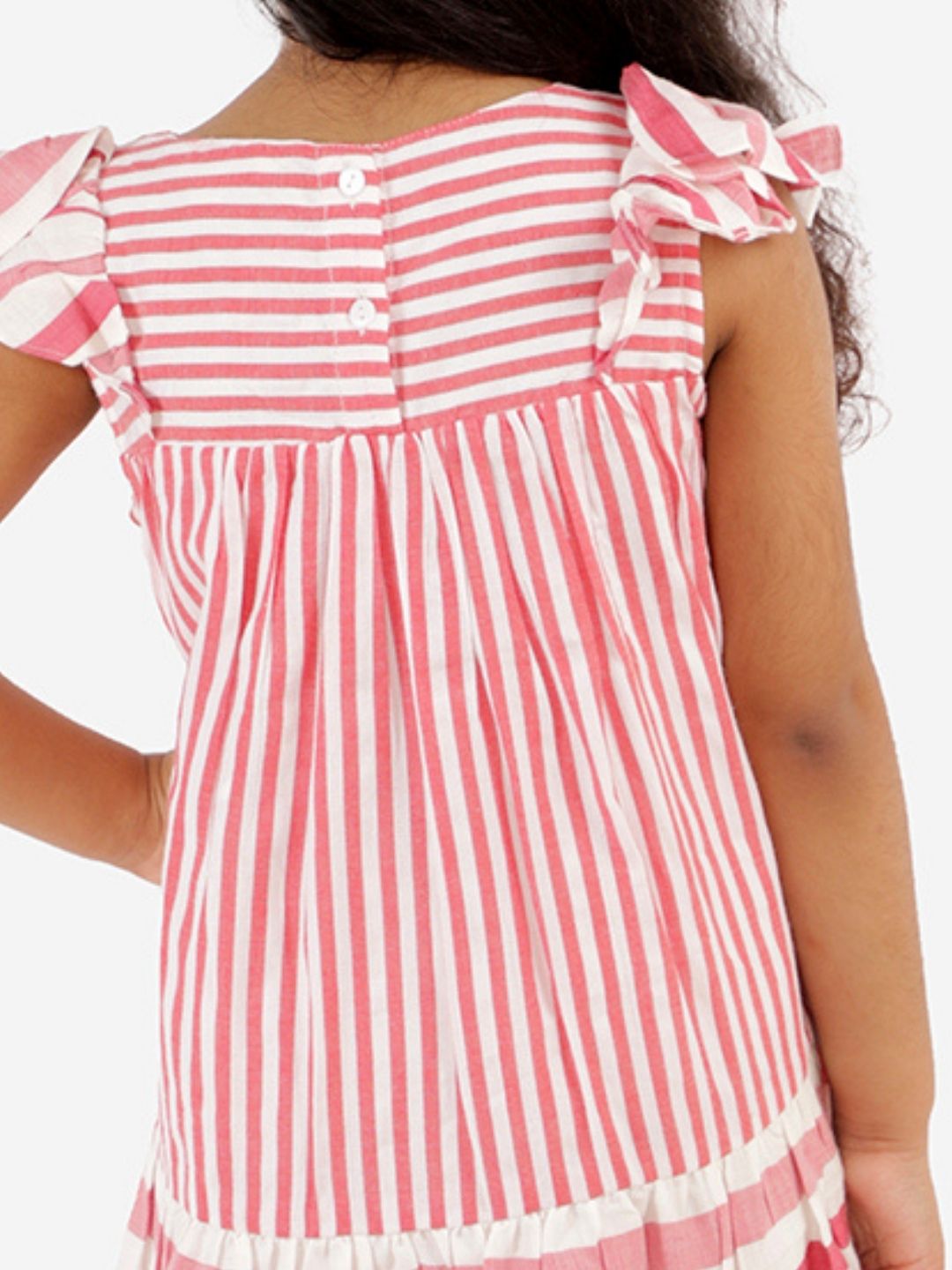 Petal Play Girls Red Cotton Dress