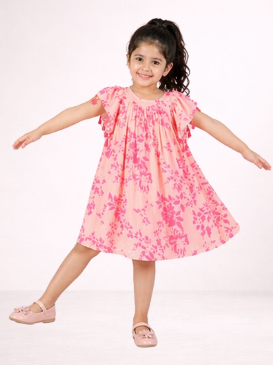 Petal Play Girls Pink Cotton Dress