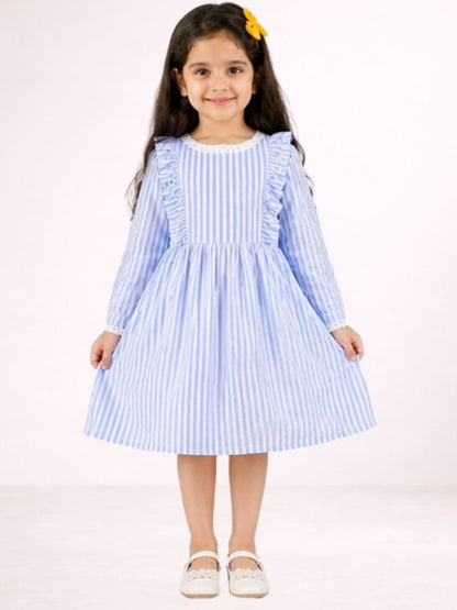 Petal Play Girls Blue Cotton Dress