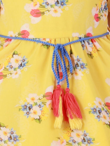 Petal Play Girls Yellow Cotton Dress