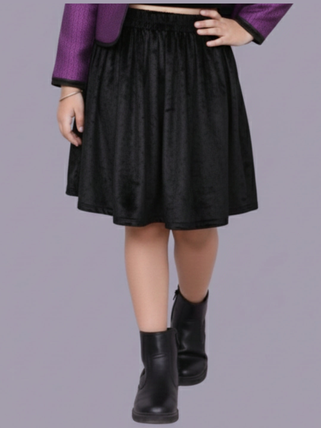 Glam up Girls Party Violet Jacket and Velvet Skirt