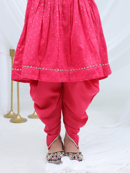 Girls polka printed kurta with dhoti set