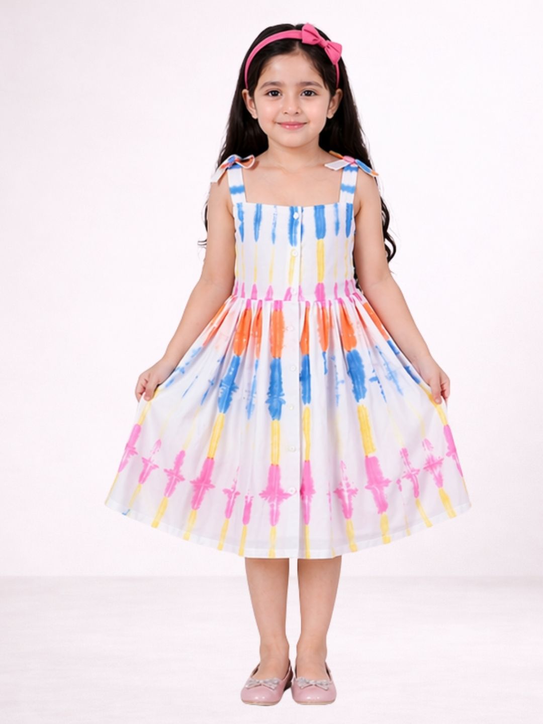 Petal Play Girls Mutlicolor Cotton Dress