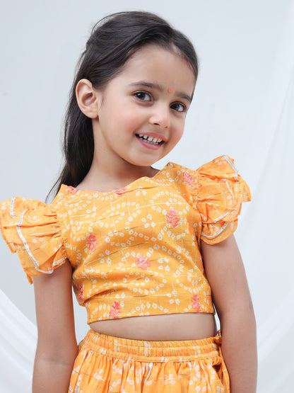 Girls printed chanderi lurex ghaghra choli set
