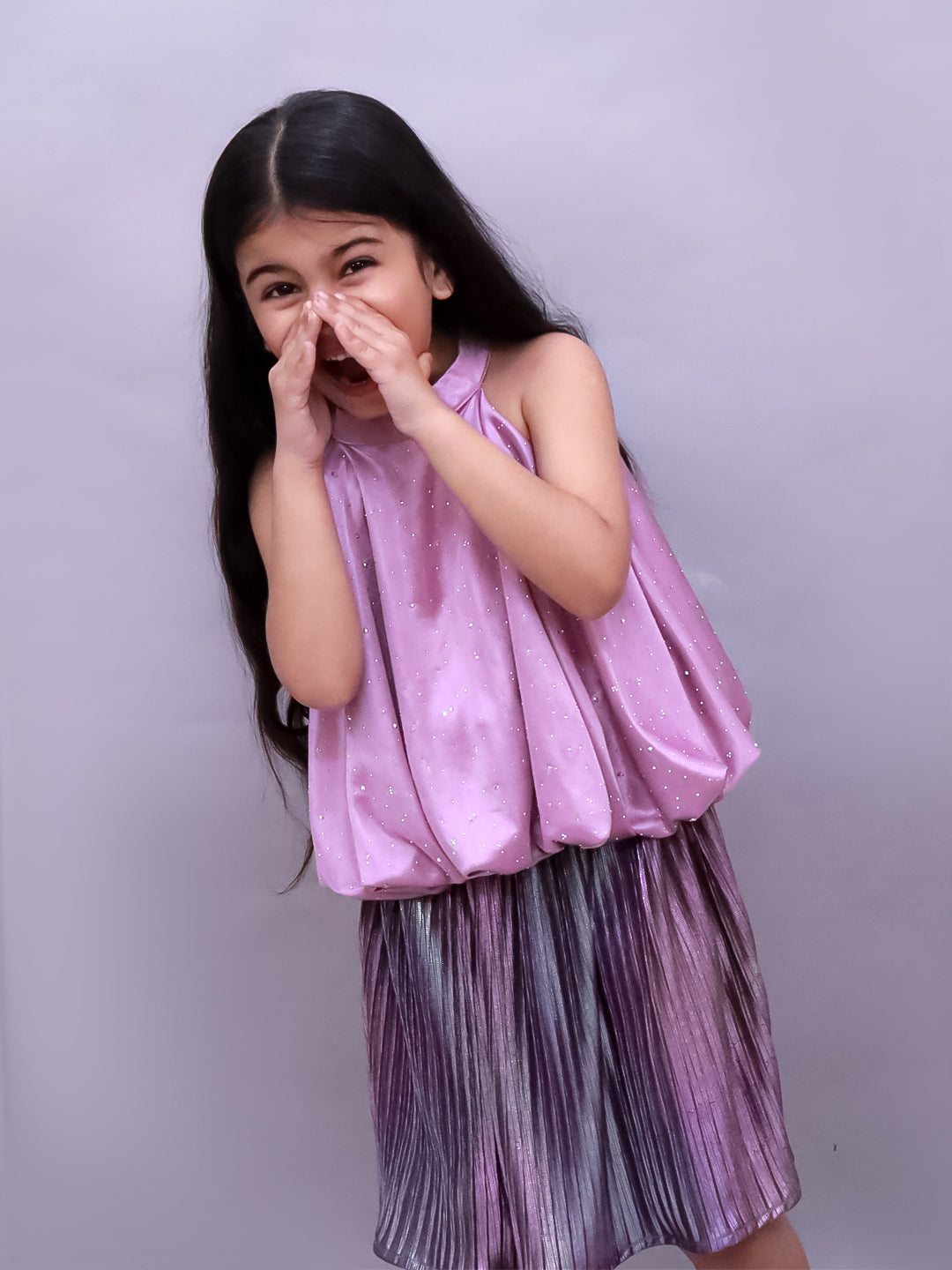 Glam Up Girls Party Purple Top And Skirt