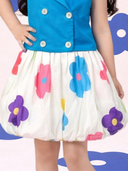 Petal Play Girls Floral Blue Co-Ordinate Set