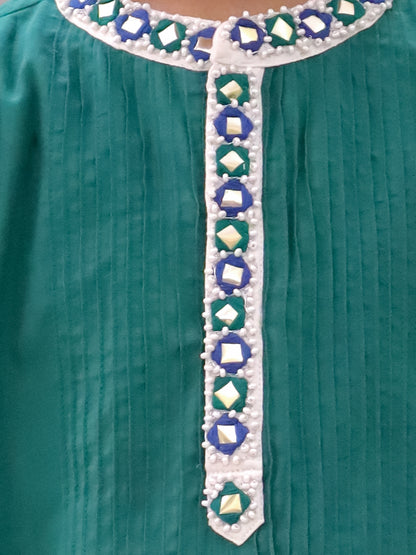 Shor-Gul Green Kurta Pyjama Set For Boys