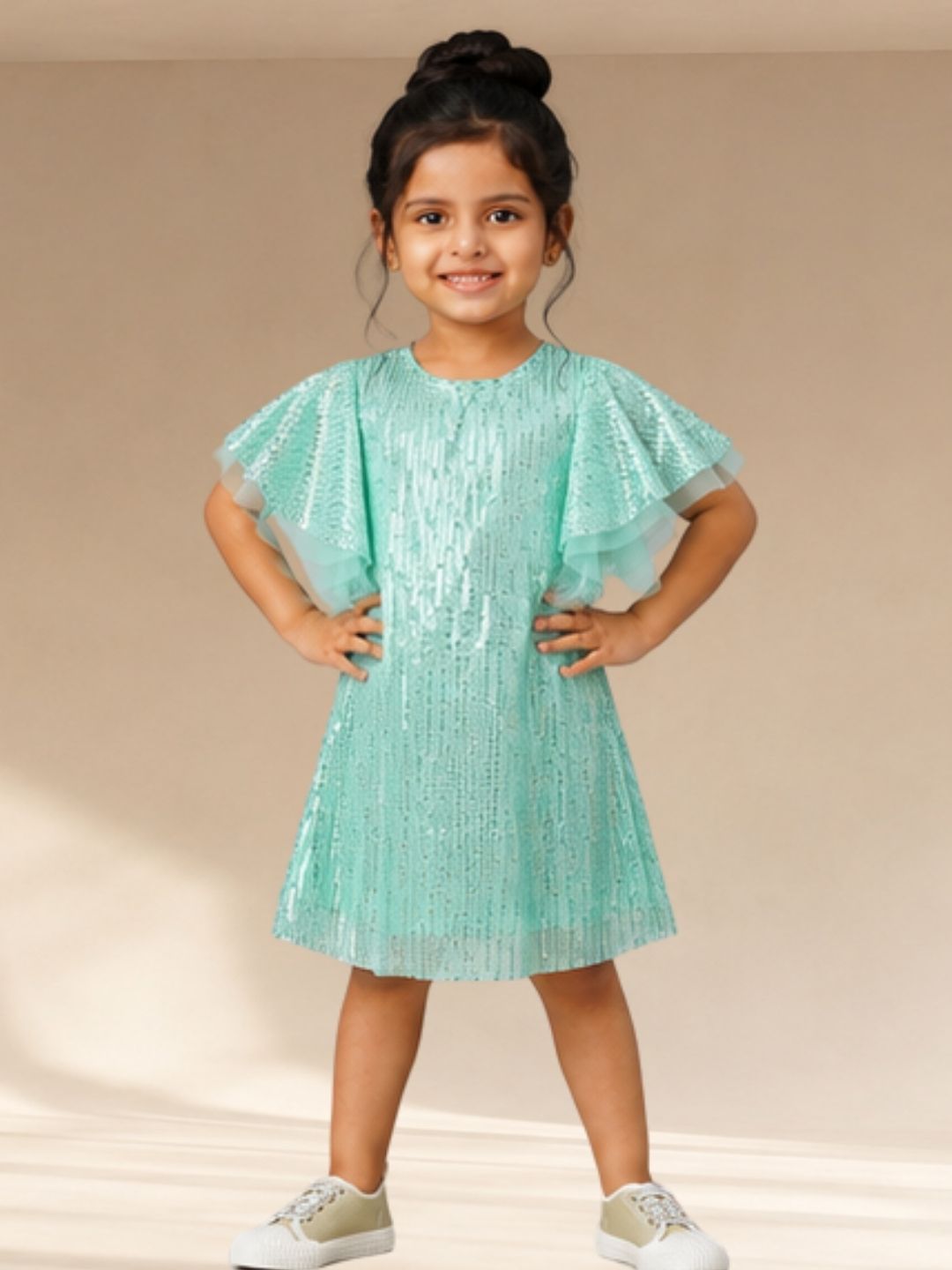 Razzle Dazzle Girls Sea Green Party Dress