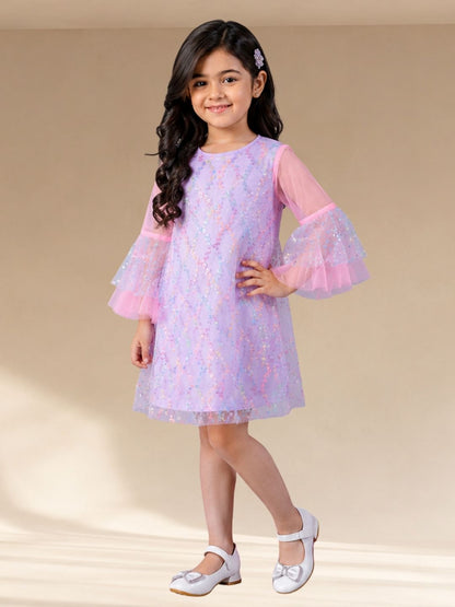 Razzle Dazzle Girls Lavender Mulit Colour Sequins Party Dress