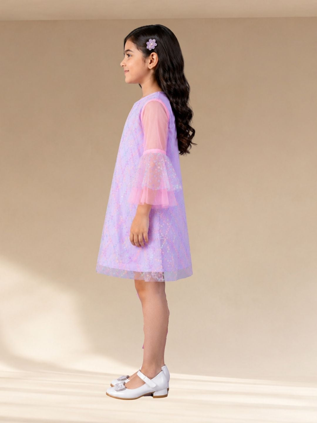 Razzle Dazzle Girls Lavender Mulit Colour Sequins Party Dress