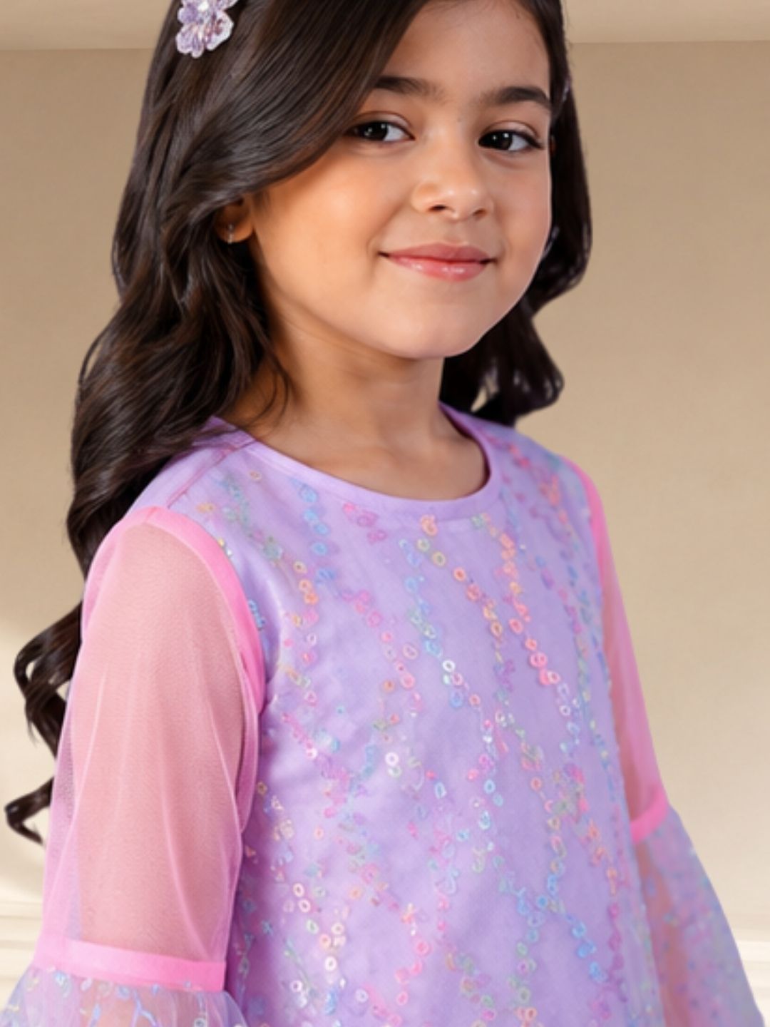 Razzle Dazzle Girls Lavender Mulit Colour Sequins Party Dress