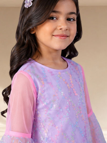 Razzle Dazzle Girls Lavender Mulit Colour Sequins Party Dress