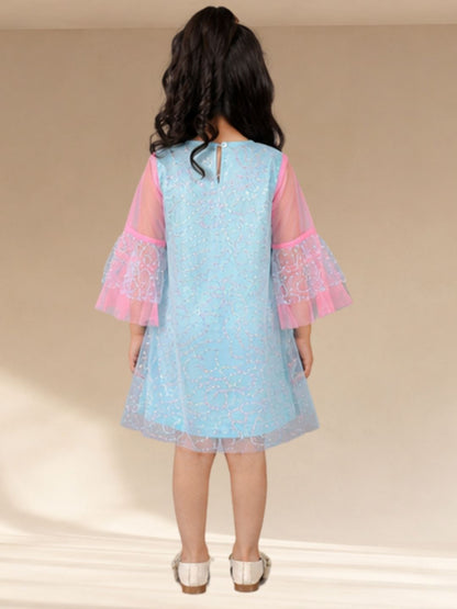 Razzle Dazzle Girls Blue Mulit Colour Sequins Party Dress