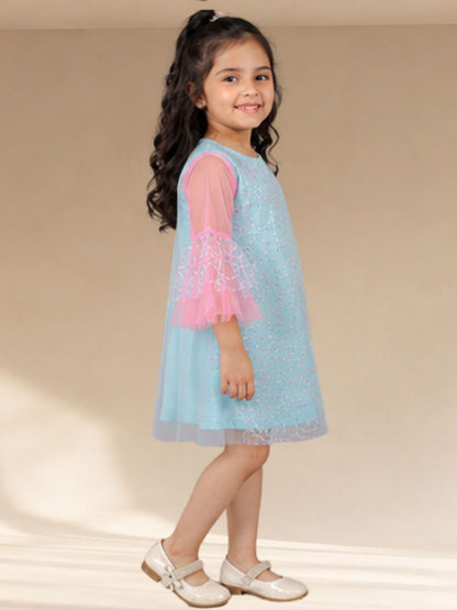 Razzle Dazzle Girls Blue Mulit Colour Sequins Party Dress