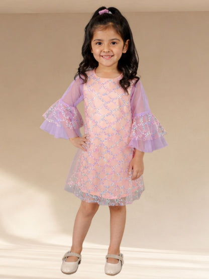 Razzle Dazzle Girls Pink Mulit Colour Sequins Party Dress