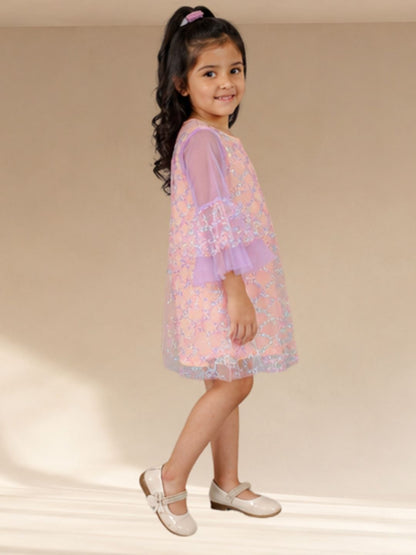 Razzle Dazzle Girls Pink Mulit Colour Sequins Party Dress