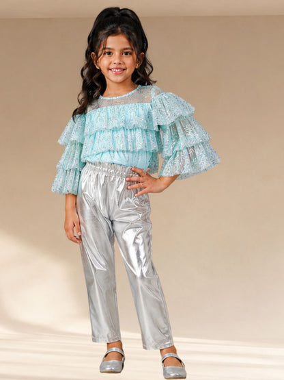 Glam Up Girls Shimmer Blue Party Top