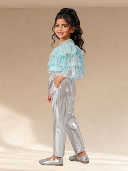 Glam Up Girls Shimmer Blue Party Top