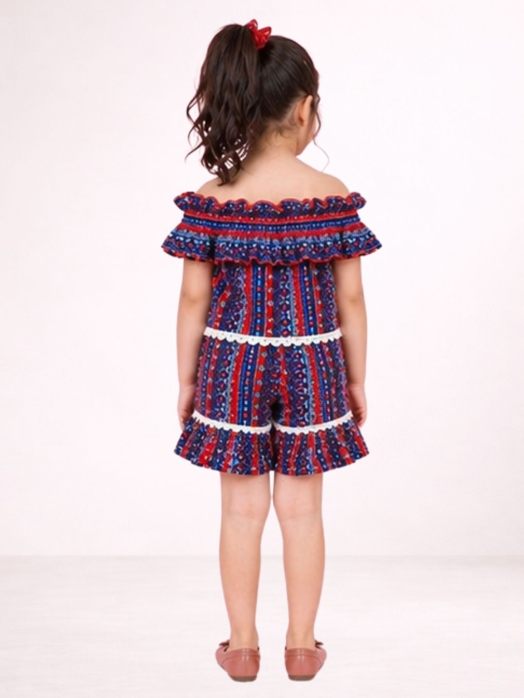 Petal Play Girls Blue Top with Shorts Set
