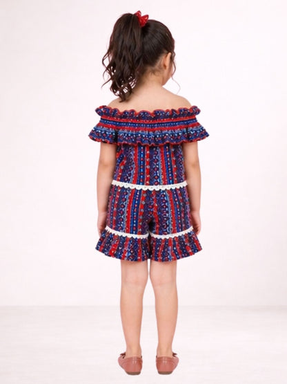 Petal Play Girls Blue Top with Shorts Set