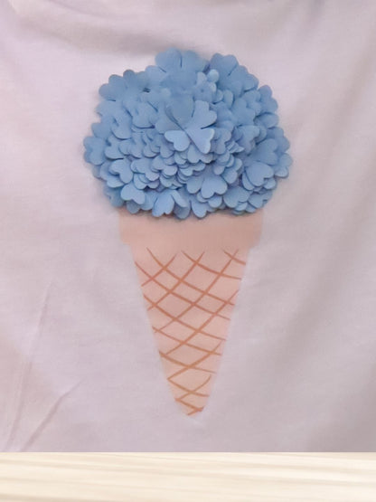 Paris Night White T-shirt with Blue Skirt Set For Girls