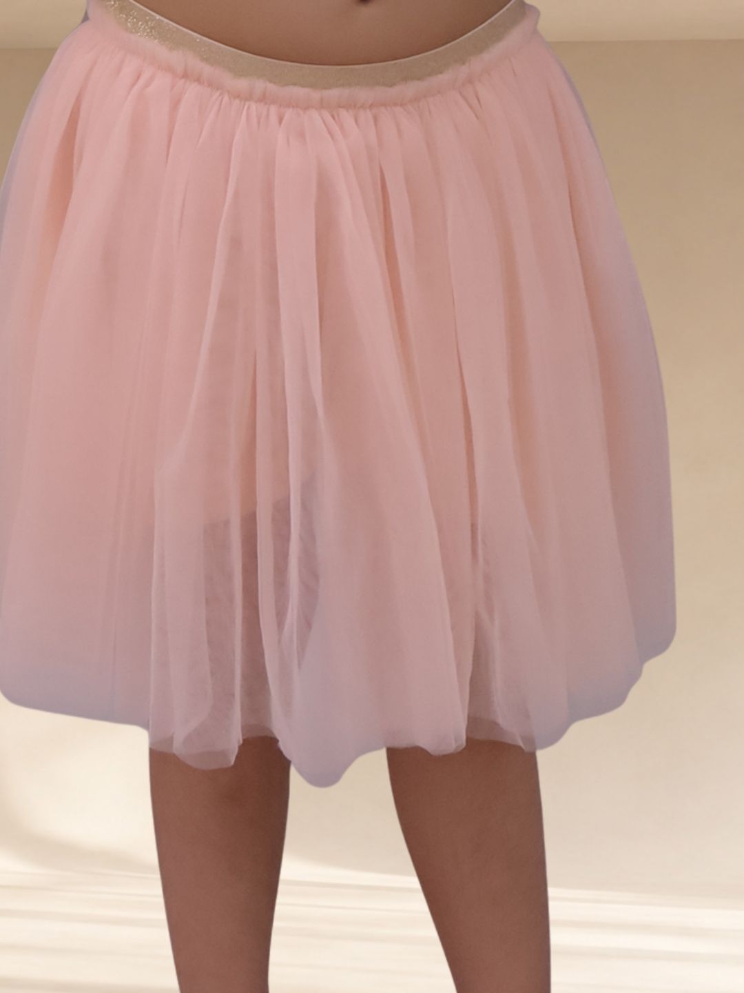 Paris Night Off White T-shirt with Peach Skirt Set For Girls