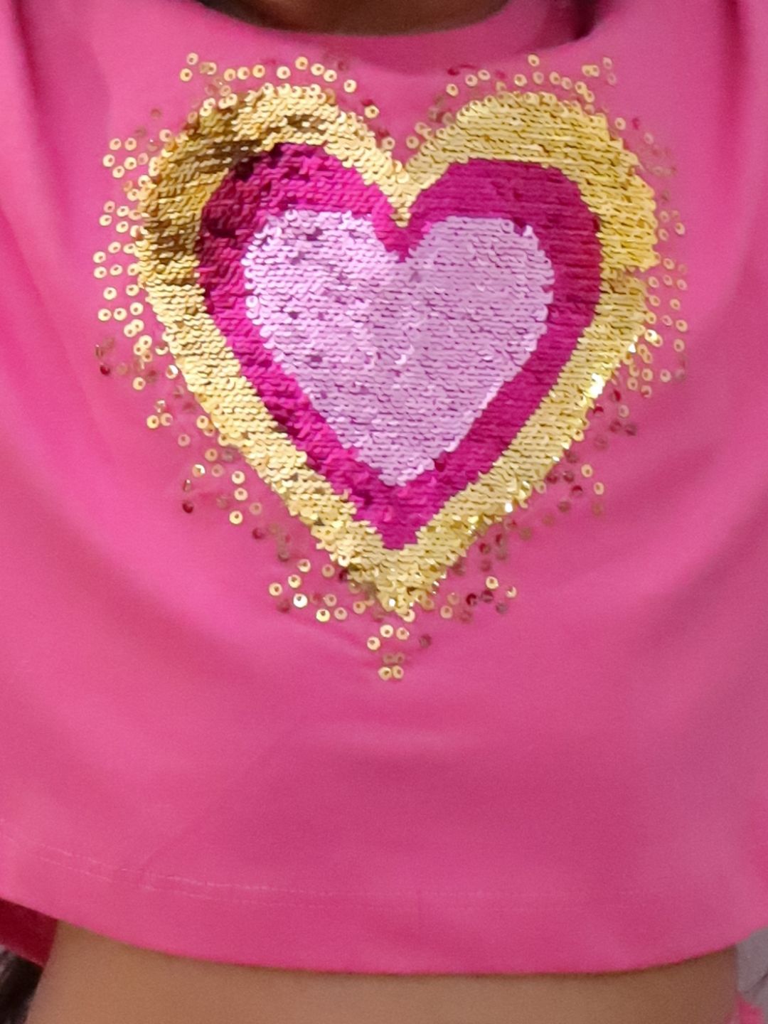 Paris Night Pink T-shirt with Skirt Set For Girls