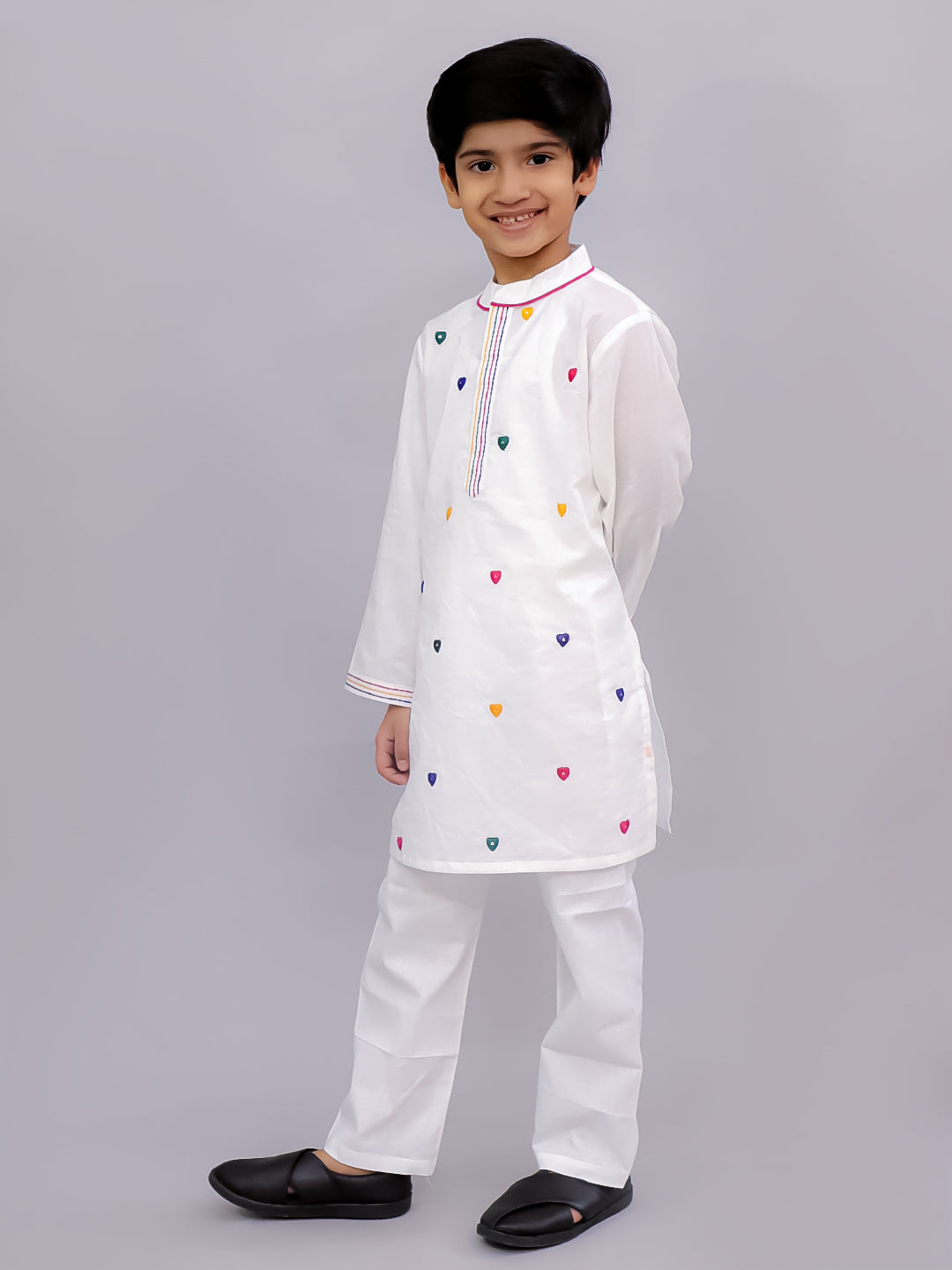 Shor-Gul White Kurta Pyjama Set For Boys
