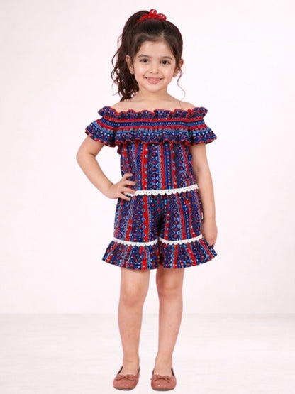Petal Play Girls Blue Top with Shorts Set