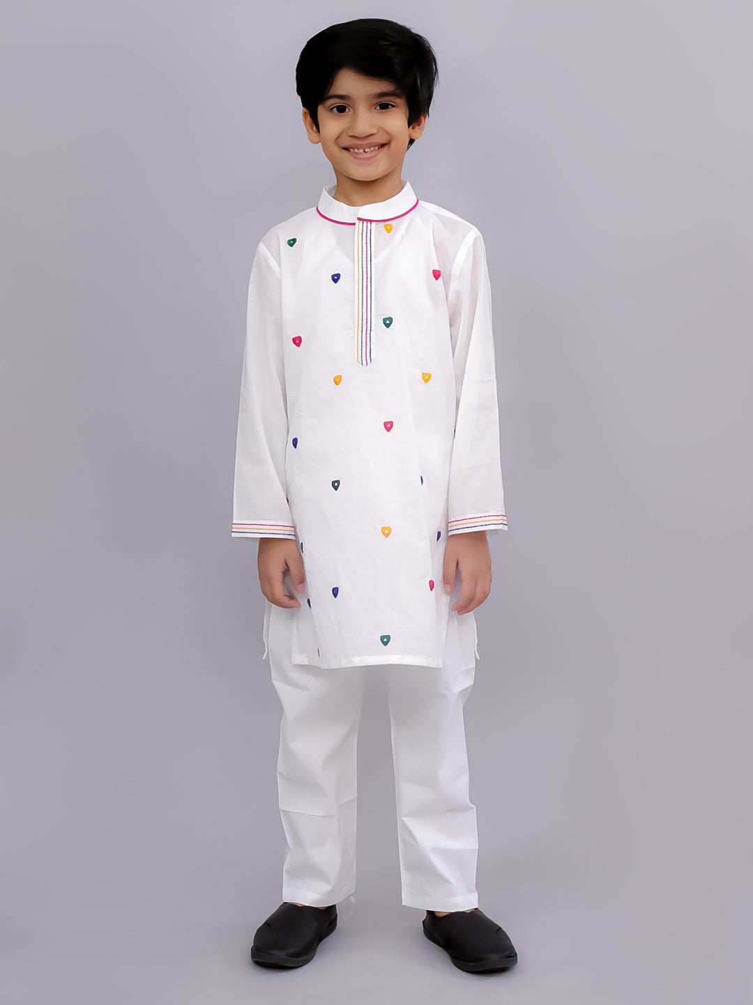 Shor-Gul White Kurta Pyjama Set For Boys