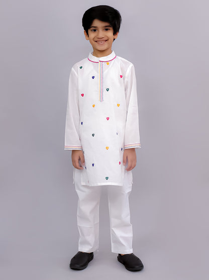 Shor-Gul White Kurta Pyjama Set For Boys
