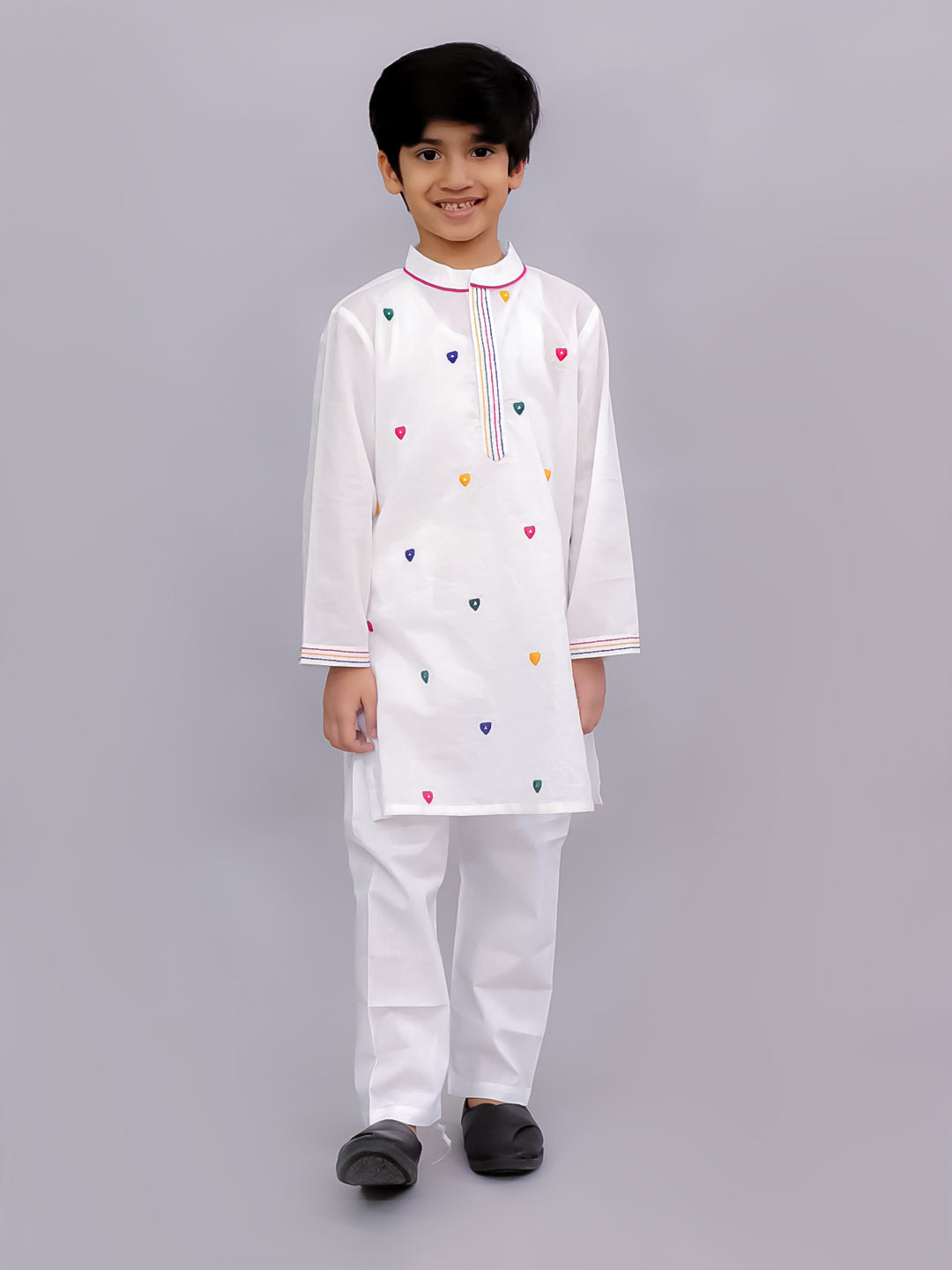 Shor-Gul White Kurta Pyjama Set For Boys